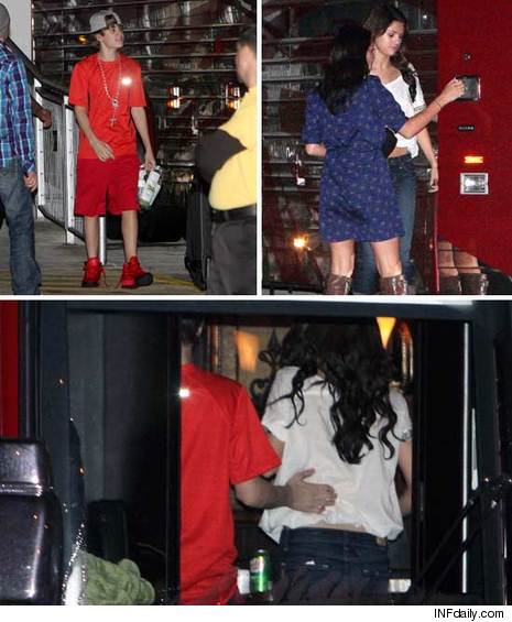 Teen Stars Justin Bieber and Selena Gomez both hung out on JB's tour bus